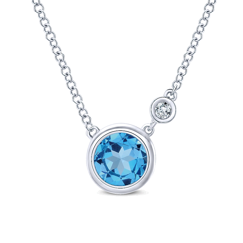 p 9091 Gabriel 925 Silver Diamond Swiss Blue Topaz Fashion NecklaceNK5241SV5BT 1