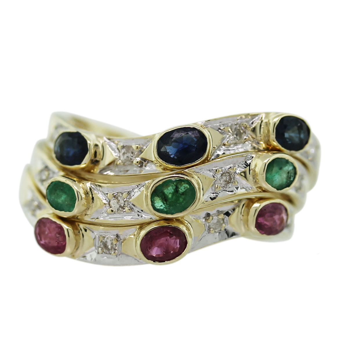 14k Yellow Gold Multi-Stone Diamond Stackable Rings - Raymond Lee Jewelers